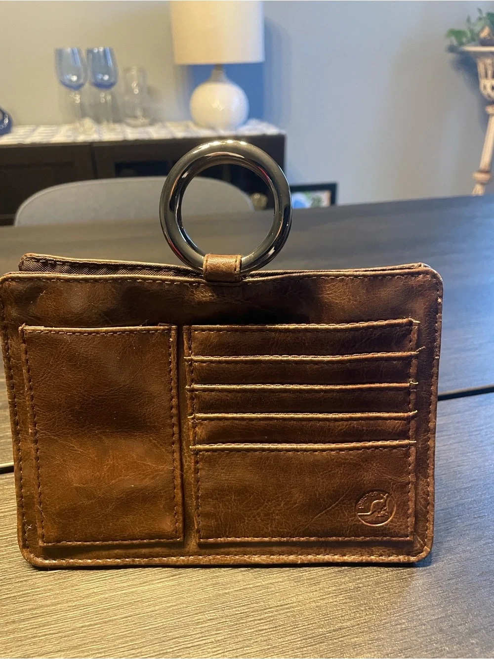Pouchee Brand Leather Key & Card Holder - Brown Purse Organizer
